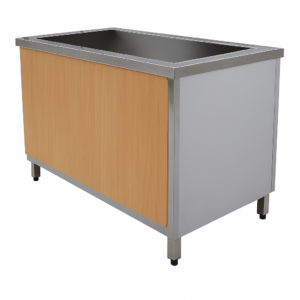 Çift İnoks Kapı Buzdolabı Soğuk Servis Bankosu Ahşap Kap…