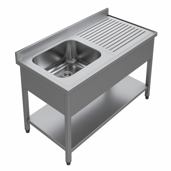 Demonte Yıkama Ünitesi Tek Eviye Alt Raflı 304