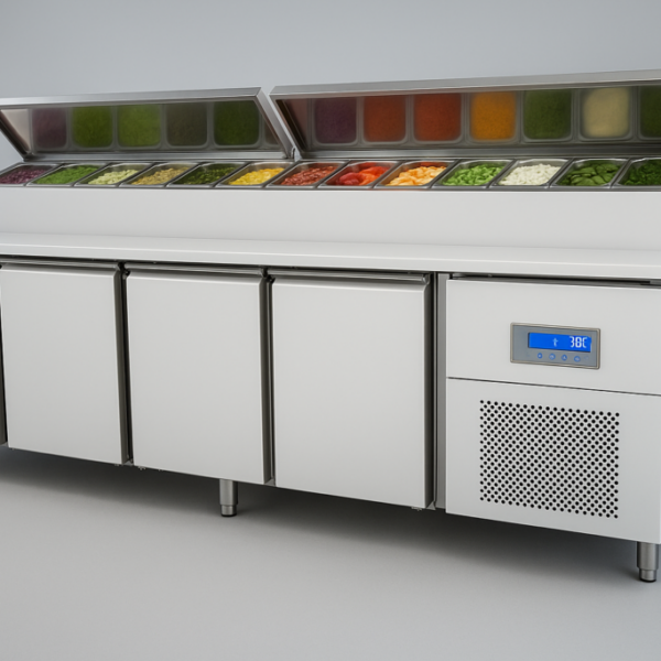 Dört İnoks Kapılı Buzdolabı Pizza Hazırlık Tablalı