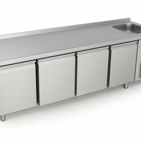 Dört İnoks Kapılı Evyeli Buzdolabı