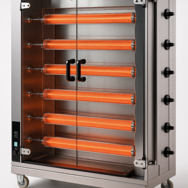 Piliç Çevirme Makinası 6 Şiş 24-30 Piliç Kapasite Gazlı